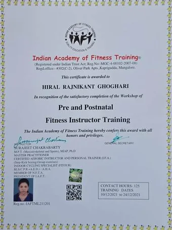 Pre and Postnatal Fitness Instructor Training certificate